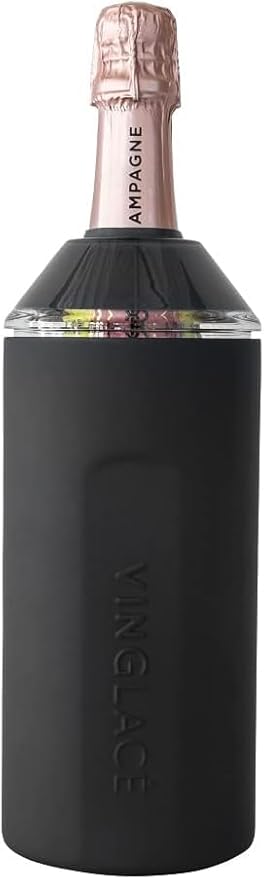 Personalized Vinglacé Wine & Champagne Bottle Chiller - A Unique Customized Gift for Wine Lovers (Black)