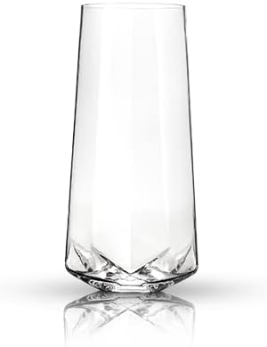 Viski Seneca Faceted Stemless Champagne Flutes, Crystal Clear Sparkling Wine Glasses for Prosecco, Sparkling Cocktails, Mimosas, Elegant Glassware for Wedding Gifts, Home Bar, 9 oz, Set of 2