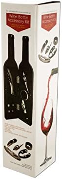 Bulk Buys Wine Bottle Accessory Kit in Bottle-Shaped Case - Pack of 2