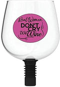 Guzzle Buddy 2GO Unbreakable Tritan Plastic 16 Ounce Wine Glass, It Turns Your Bottle Into Your Glass, Wine Bottle Topper Christmas Gift White Elephant for Wife - Real Women Design