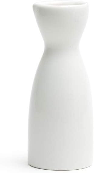 JapanBargain Porcelain Sake Carafe, Japanese Style Serving Bottle for Hot and Cold Saké, Microwave and Dishwasher Safe Ceramic Tokkuri for Home and Restaurant Use (6, White, 4 Ounces)