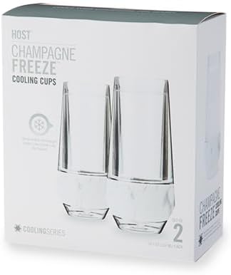 Host Freeze Insulated Champagne Glasses, Gifts for Mom, Home Bar Gifts for Women, Freezer Cooling Cups for Mimosas, Prosecco and Bubbly, Stemless Chilling Sparkling Wine Glasses, 9oz, Set of 2, Marble