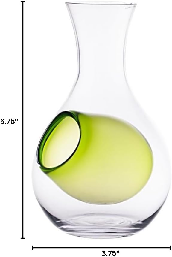 Urban Tokyo Japanese Cold Sake Wine Glass Decanter 12 fl oz Sake Bottle with Ice Cavity Pocket For Home or Restaurant Use (Green Pocket Cavity)
