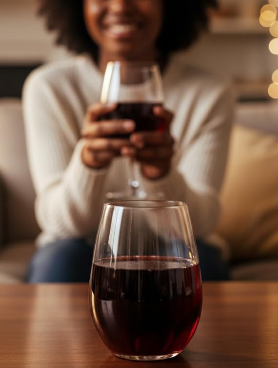 Upgraded Design of Our 2017 New York Times Best Stemless Wine Glass (Sweethome) – Made in Europe – Reinforced Base for Added Stability & Premium Feel, Dishwasher-Safe, Lead-Free, 17 oz. (6)