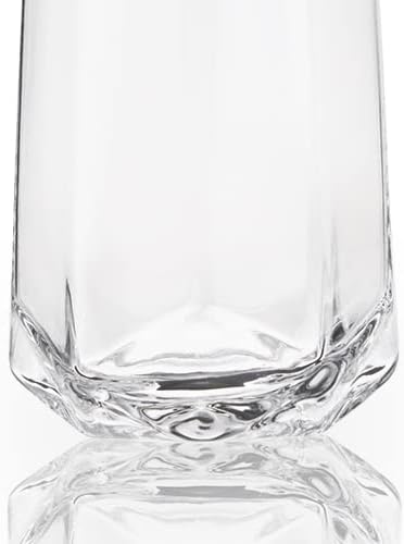 Viski Seneca Faceted Stemless Champagne Flutes, Crystal Clear Sparkling Wine Glasses for Prosecco, Sparkling Cocktails, Mimosas, Elegant Glassware for Wedding Gifts, Home Bar, 9 oz, Set of 2