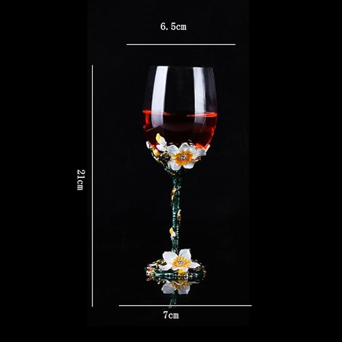 Wine Glasses Clear Handcrafted Champagne Glasses Enamel Apricot Blossom Wine Glass (Golden /2 set(gift box))