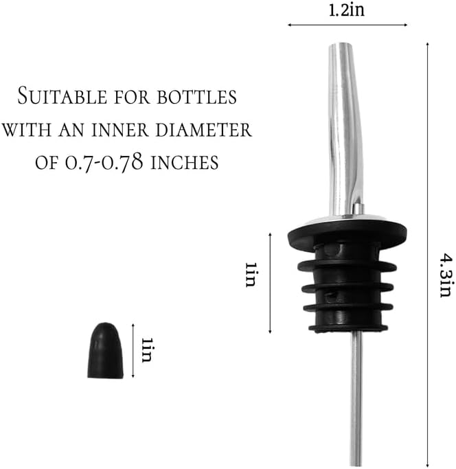 Liquor Pour Spout, Pour Spouts for Liquor Bottles,Liquor Bottle Pourers for Alcohol Wine Syrup Home Bar Accessories Black 2 Pack