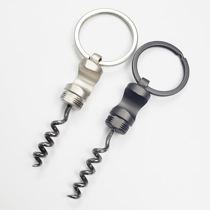Mini Keychain Corkscrew, Elegant 3 In 1 Portable Bottle Opener Wine Bottle Corkscrew Key Ring, Update Wine Beer Opener for Backpack Camping Kit Waiters (Silver)
