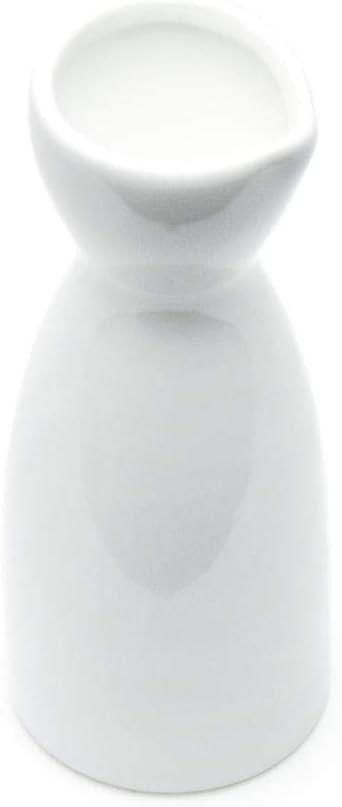 JapanBargain Porcelain Sake Carafe, Japanese Style Serving Bottle for Hot and Cold Saké, Microwave and Dishwasher Safe Ceramic Tokkuri for Home and Restaurant Use (6, White, 4 Ounces)