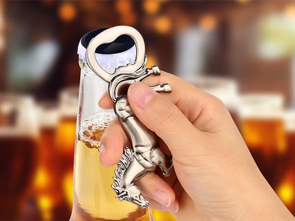Horse Bar Gift Set, Horse Beer Opener & Horse Head Wine Stopper, Equestrian Gifts for Men, Dad, Coach, Horses Lovers, Silver with Gift Boxes, Perfect Birthday, Father’s Day, Xmas Present
