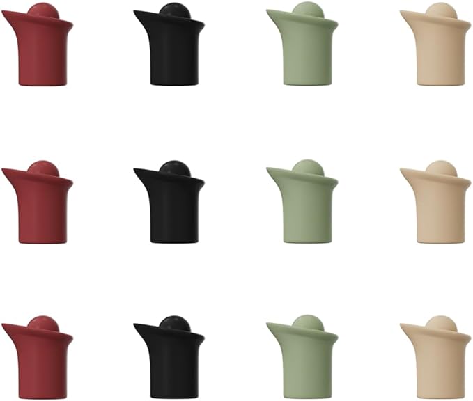 Silicone Wine Stopper for Wine Bottles, 2025 New Wine Stoppers for Wine Bottles, Seal Bottle Cover for Beer Champagne, Glass Bottle Sealer Covers Wine Stoppers for Home Use (12, Round Head)