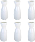 JapanBargain Porcelain Sake Carafe, Japanese Style Serving Bottle for Hot and Cold Saké, Microwave and Dishwasher Safe Ceramic Tokkuri for Home and Restaurant Use (6, White, 4 Ounces)