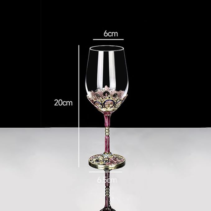 Simcat Handmade Painted Enamel Flower Glass Wine Glasses Transparent Refined Goblet, Stem For Cabernet, Gifts (one glass gift pack)