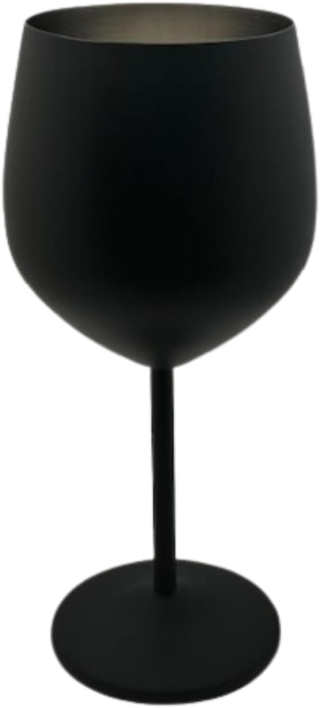 K&K Home Black Matte Stainless Steel Unbreakable Black Wine Glasses - 18 oz - Set of 4 Colored, Stemmed Metal Wine Glasses Perfect for Outdoors, Weddings, and Parties