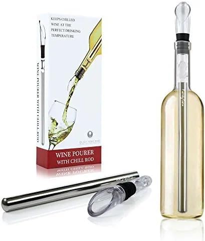Iceless Wine Chiller Stick 3-in-1 Stainless Steel Wine Bottle Cooler Stick Chilling Rod with Aerator and Pourer - Wine Accessories Gift Bar Accessories Wine Chiller for Bottles