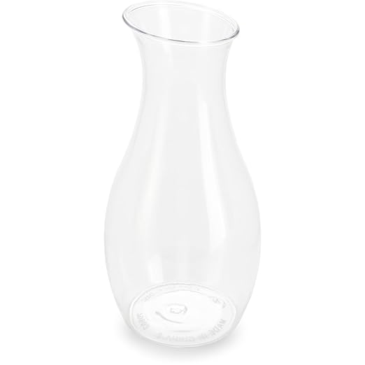 Carlisle FoodService Products Cascata Carafe, Glass Look Pitcher for Cold Drinks,1L, 12 Count, Clear