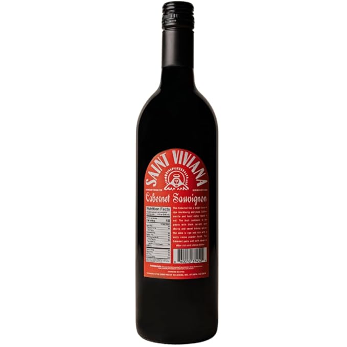 Saint Viviana Non-Alcoholic Cabernet Sauvignon, Non Alcoholic Red Wine, Gluten Free, Low Sugar, Zero Proof, California Dealcoholized Wine, Blackberry, Plum, Coffee & Vanilla Notes, 24.6 fl oz Bottle