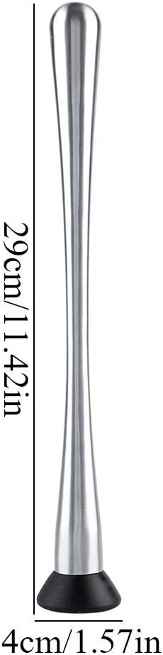 Long Stainless Steel Cocktail Muddler, 11inch Professional Drink Muddler Bar Cocktail Muddler Fruit Mixer DIY Drink Wine Barware Tool