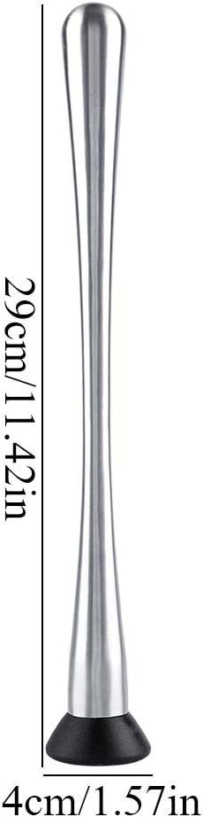 Long Handle Stainless Steel 29cm/11.42in Muddler Bar Tool Cocktail Muddler Fruit Mixer DIY Drink Wine Barware Tool, Silver