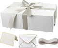YINUOYOUJIA Large White Gift Boxes with Lid,14"x9"x4.5" Magnetic Gift Box with Ribbon,Cards and Envelopes for Presents,Great for Wedding,Birthdays,Crafting,Gift Packaging.