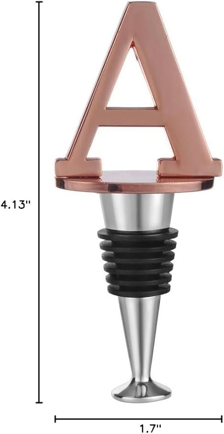 Miicol Wine Bottle Stopper, Prosecco Stopper, Rose Gold Wine Stopper, Personalised Champagne Stopper, Initial Wine Stopper, Funny Prosecco Gift, Wine Lovers Gift, Kitchen Decor, Letter A