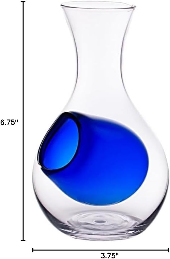 Urban Tokyo Japanese Cold Sake Wine Glass Decanter 12 fl oz Sake Bottle with Ice Cavity Pocket For Home or Restaurant Use (Blue Pocket Cavity)