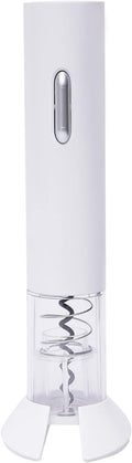 Electric Wine Opener, Automatic Corkscrew Opener with Foil Cutter, Battery Operated, One-Touch Operation, Space-Saving Design, White