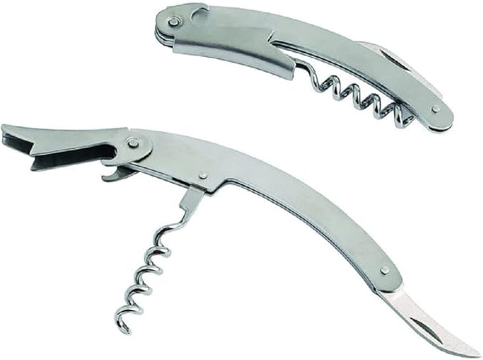 PresenceHHH Wine Opener Professional Waiters Corkscrew Stainless Steel Wine Bottle Opener Kitchen Gadgets - Three-in-one Corkscrew Wine Key Foil Cutter Can Opener Great for Kitchen & Restaurant Bars