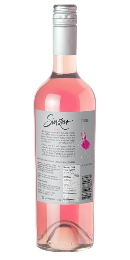 SINZERO - Non-Alcoholic Rosé Wine - 25.4 fl oz Bottle - De-alcoholized under 0.5% ABV Low Calorie Vegan Rosé - Pale salmon color with strawberry, blackberry and cherry aromas - Chilean
