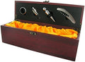 Customizable Wine Box and Accessories Presentation Set with Beautiful Rosewood Matte Finish, Includes Personalization