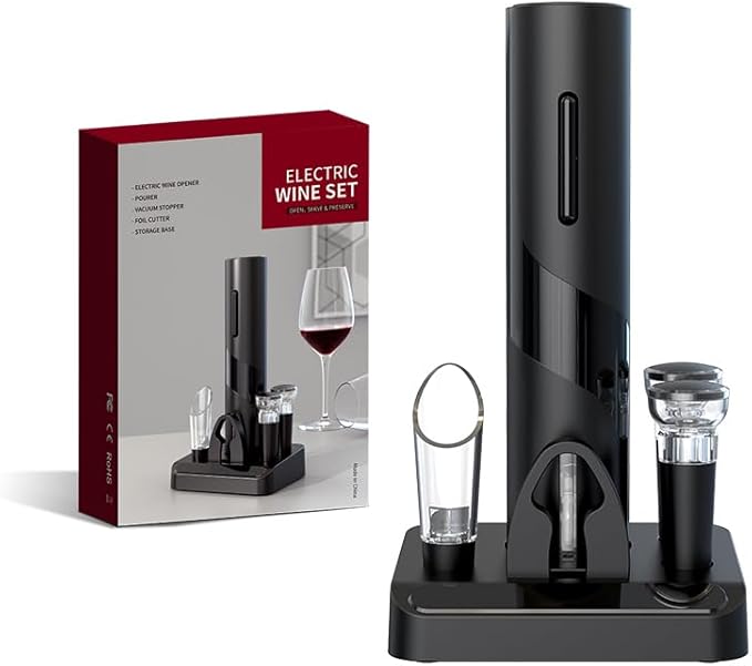 Electric Wine Opener - Rechargeable Battery, Fast Cork Removal, Perfect for Wine Opening