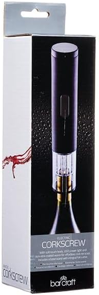 BarCraft Electric Corkscrew Wine Opener with Foil Cutter, Black, 26.5 x 4.5 cm