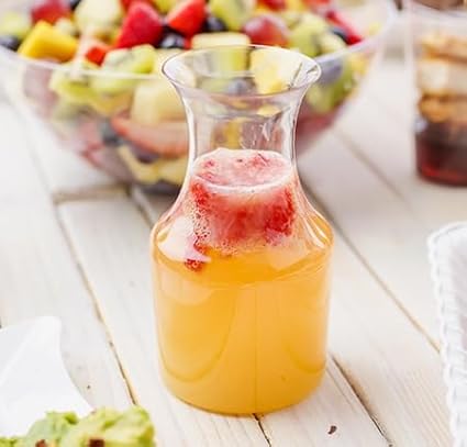18 Plastic Carafe Single Serving Wine Carafe 7.5 OZ WINE PITCHER Small Carafe, Individual Wine Decanter for Tasting, Champagne, or Juice, Mini Wine Carafe Decanter for Individual Pours