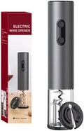 Electric Wine Opener, Battery-Powered Aluminum Alloy Bottle Opener with Silicone Buttons, Includes Foil Cutter for Safe and Easy Wine Opening Gifts for Wine Lovers
