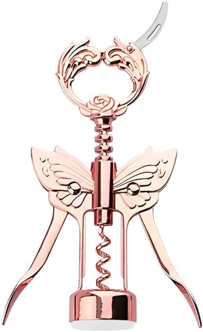 ELEGANTZ Luxury Multifunctional Wine Bottle Opener with Foil Cutter, Beer Opener, Butterfly Design - Heavy Duty Zinc Alloy, Chrome Plating - Gift for Wine Lovers