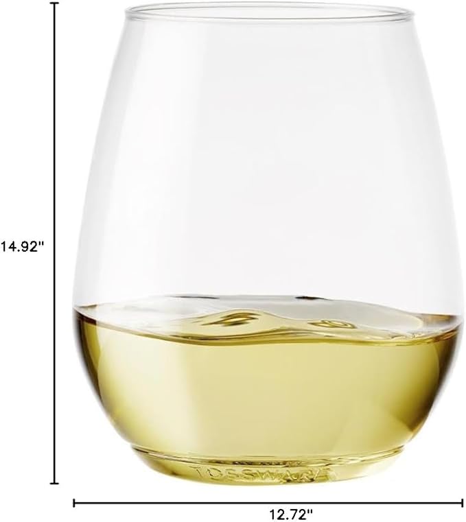 TOSSWARE POP 18oz Vino XL SET OF 48, Premium Quality, Recyclable, Unbreakable & Crystal Clear Plastic Wine Glasses, 48 Count (Pack of 1)