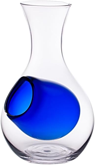 Urban Tokyo Japanese Cold Sake Wine Glass Decanter 12 fl oz Sake Bottle with Ice Cavity Pocket For Home or Restaurant Use (Blue Pocket Cavity)