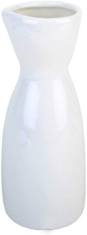 JapanBargain Porcelain Sake Carafe, Japanese Style Serving Bottle for Hot and Cold Saké, Microwave and Dishwasher Safe Ceramic Tokkuri for Home and Restaurant Use (6, White, 4 Ounces)