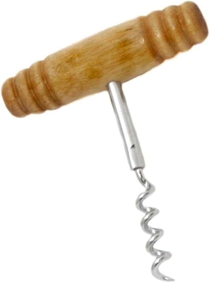 Rocky Mountain Goods Classic Corkscrew Wine Opener with Wood Handle - Simple and Easy Screw in and Pull Cork Design - T Shape Handle Corkscrew