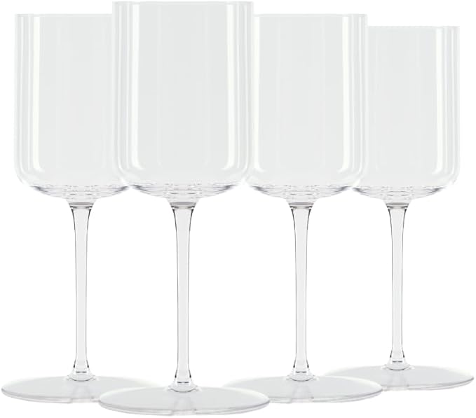 LEMONSODA Luxury Wine Glasses - Elegant Crystal Straight Edge Design - Enjoy Red or White Wine + Cocktails - 450ml (15oz) Lead-Free - Beautiful Housewarming Gift - Elegant Gift for Women (Set of 4)