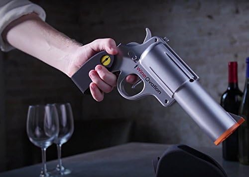 WineOvation Electric Gun Wine Opener (Silver) - Open your Wine Bottle fast and without hassle - Best Electronic Automatic Corkscrew for Gun Enthusiasts and Wine Lovers - Rechargeable Battery Operated