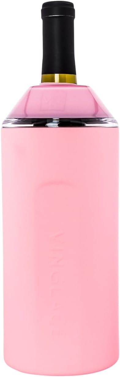 Vinglacé Wine Bottle Chiller- Portable Champagne Insulator- Stainless Steel Wine Cooler Sleeve - Keeps Wine Cold (Rose)
