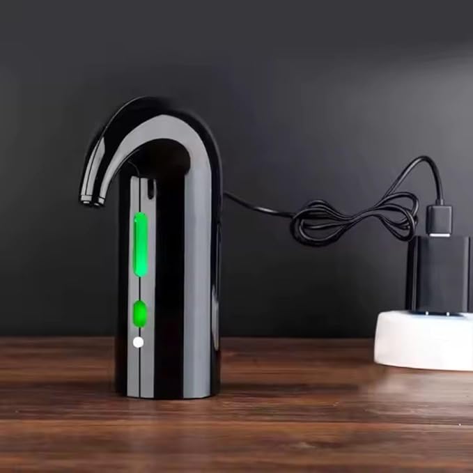 Electric Wine Aerator [BLACK], USB-Rechargeable, Gift for Wine Lovers, One-Touch Dispenser, Wine Presever