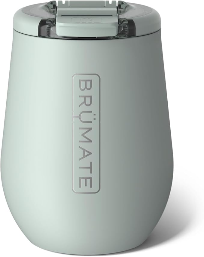 BrüMate Uncork'd 14oz 100% Leakproof Insulated Wine Tumbler | Locking Lid | Insulated Stainless Steel Wine Glass | Perfect For Travel & Outdoors | BPA-Free (Sage)