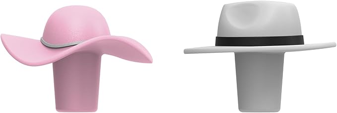 Pund'it Cap It Off Wine Bottle Stoppers, Set of 2 Stylish Hat Silicone Champagne and Wine Corks