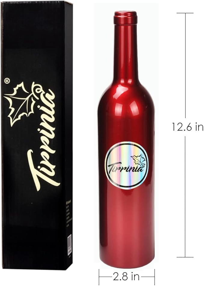 Wine Accessories Gift Set - Wine Bottle Corkscrew Opener Kit, Drip Ring, Foil Cutter and Wine Pourer and Stopper in Novelty Bottle-Shaped Case for Valentine's Gift, Red