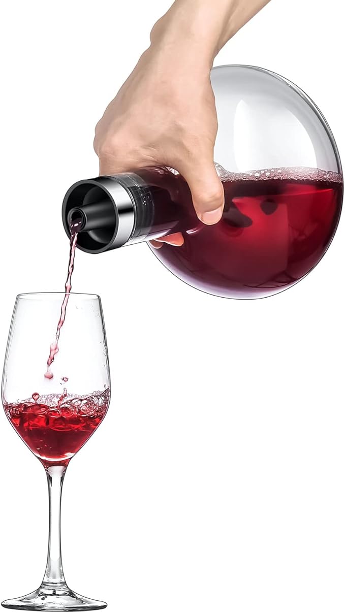 Circulation Wine decanter 50oz Wine Carafe with lid,100% Hand Blown Crystal Aerator decanter,Superior Red Wine Decanter Gift For Wine Accessories