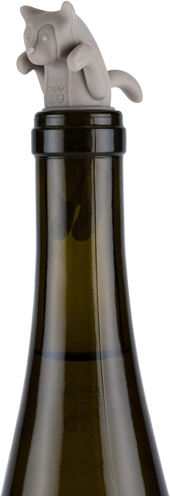 TrueZoo Cat Bottle Stopper, Cat Animal Cork, Novelty Wine Stopper, Silicone, Set of 1, Grey