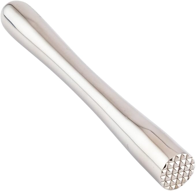 Restaurantware Bar Lux 8 Inch Muddler For Cocktails 1 Premium Ice Crusher Tool - Comfortable Hold Durable Stainless Steel Mojito Muddler For Making Mint Or Fruit Based Drinks For Home Bars