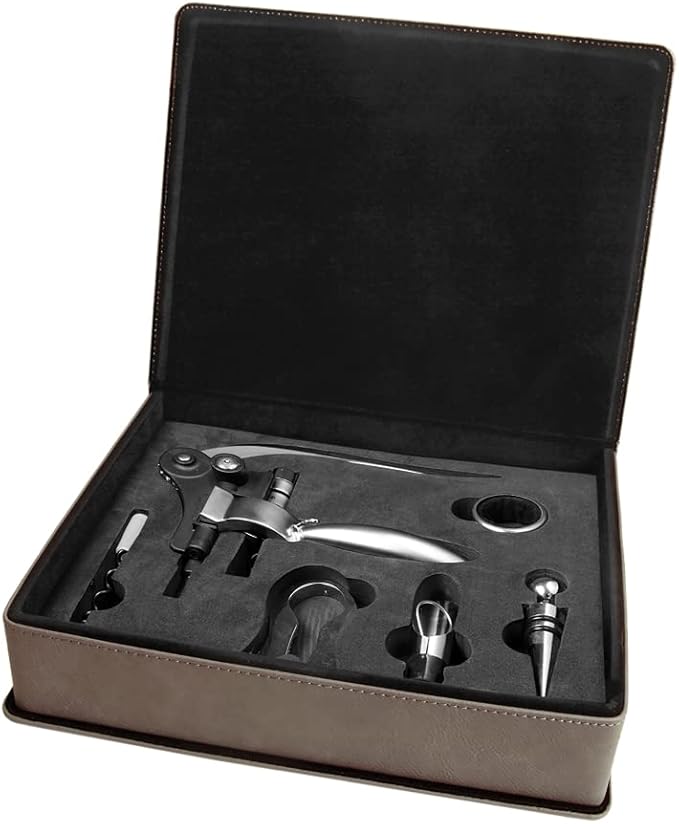5-Piece Leatherette Wine Tool Gift Set (Gray)